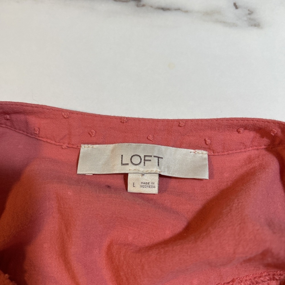 LOFT Women's Quarter Button Blouse Pink w‎ Speckles Size Large - Picture 4 of 7